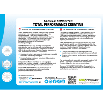 label creatine total performance informatie