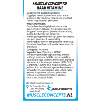 Product label haar vitamine informatie