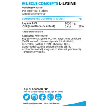 Product label L-Lysine ingrediënten