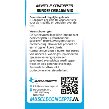 Product label Runder orgaan mix informatie