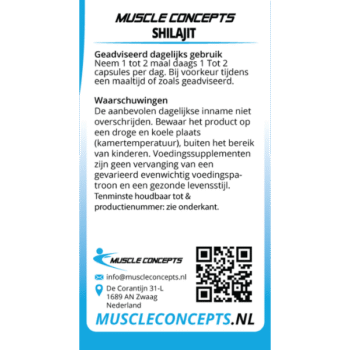 Product label shilajit informatie